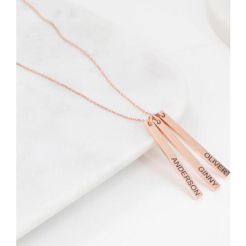 3UMeter Vertical Skinny Bar Necklace Nameplate Necklace Gold Layered Necklace Simple Everyday Necklace Bridesmaids Gift