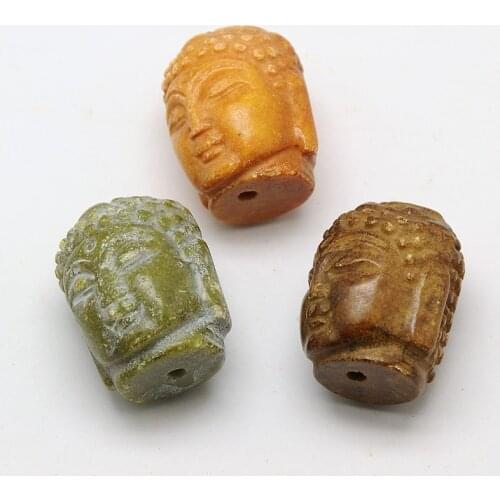 5pcs/lot 27x22x23mm Buddha Head Natural Henan Beads charm diy jewelry spacer beads making accessories pandahall 2015 new