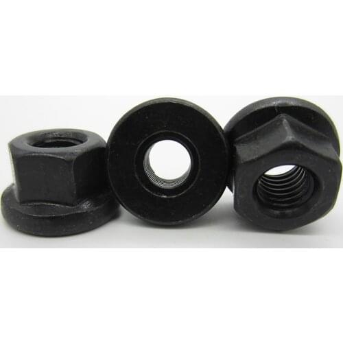5pcs M8 M10 M12 M14 M16 M18 M20 M22 M24 DIN 6331 8.8 Grade Black 45# Steel Flange Nut Hexagon collar nuts with a height