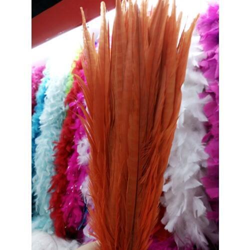 Wholesale perfect 50pcs high quality natural female Pheasant feathers 16-18inch/40-45cm Decorative diy orange