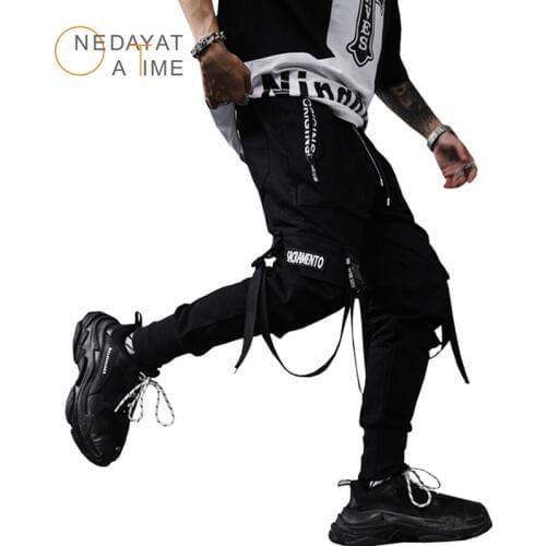 2019 new spring hip hop pants club singer stage costume trousers Ribbons streetwear joggers sweatpants Male Hip Hop Trousers men