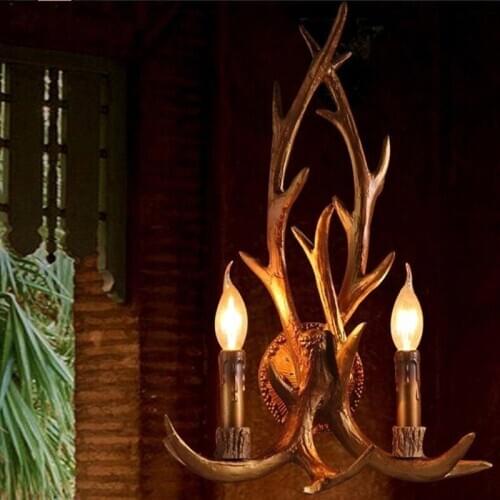 Wooden feeling decorative LED wall light lamp sconce deer horn antler retro white deer wall lamp light LED tree branch MJ1112