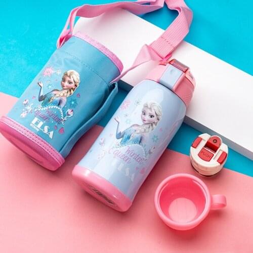 Disney Childrens Thermovacuum with Straw Stainless Steel Portable Pupil Water Cup with Double Cover