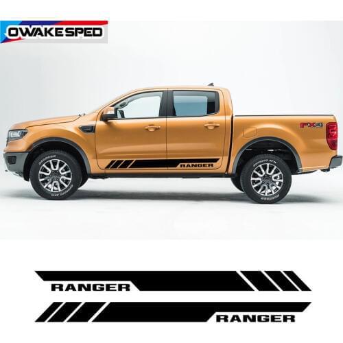 Both Side Sport Stripes Car Door Skirt Vinyl Decals For Ford Ranger Pick Up Trunk Body Decor Sticker