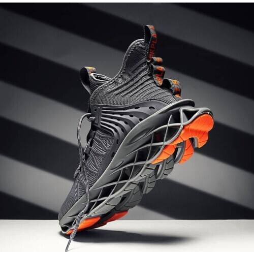 High Top Mens Running Shoes High-quality Unique Blade Sole Breathable Mesh Outdoor Profession Cushioning Jogging Sport Shoes