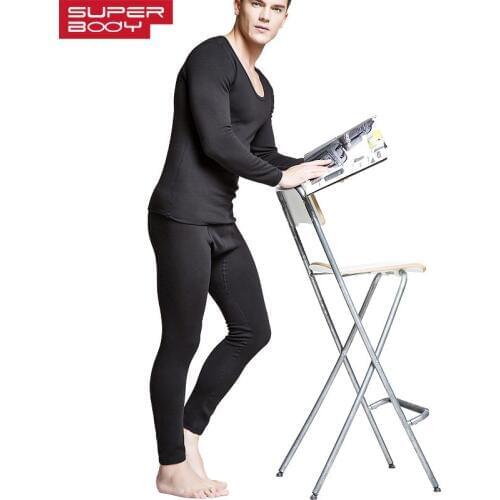Mens Cotton Soft Thermal Set with Add Velvet Thickening Winter Fashion Warm Long Johns(for A Suit)