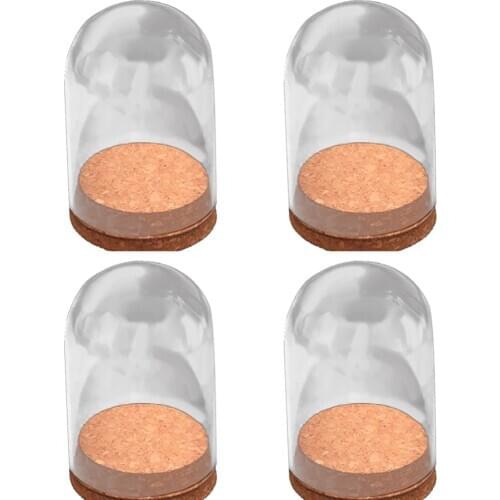 Fenteer Pack of 4 Small Clear Glass Dome Cover Cloche with Cork Base 10x6.5cm