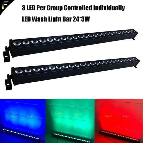 Wall Washing Light 24x3w LED Pixel Bar RGB Tri Color Mixing Wall Washer Bar 24*3w Decorate Stage Show Venue