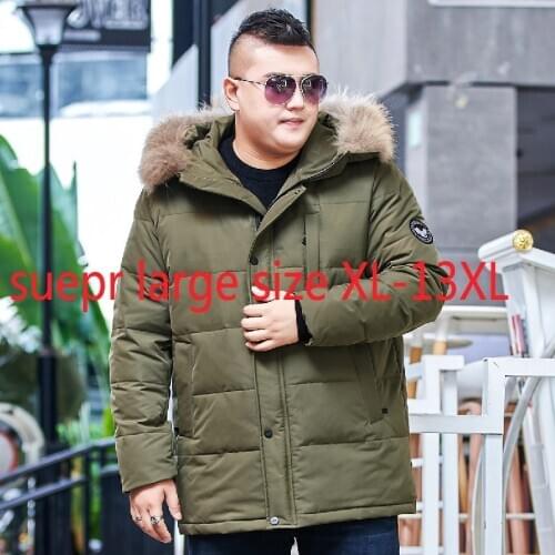 New Arrival Fashion Winter Men Super Large Real Raccoon Fur Collar Down Jacket Coat Thick Plus Size XL-9XL 10XL 11XL 12XL 13XL