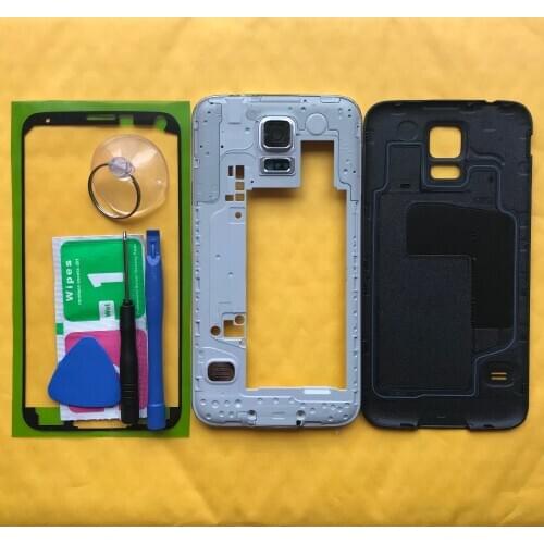 Original Phone Housing Back Cases For Samsung Galaxy S5 G900F G900H G900I G900 Mid Middle Frame With Rear Battery Door Cover