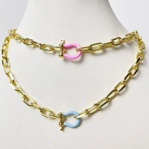 10Pcs U shape Clasp necklace Handmade strand necklace Handmade Chain Necklace fashion jewelry Women necklace 9848