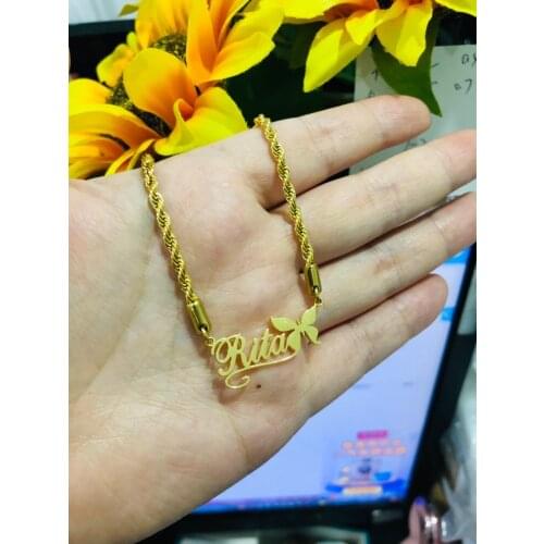 Custom Name Necklaces For Women Men Punk Jewelry Stainless Steel Rope Chain Letter With Initials Letter Charm Accessories Bijoux