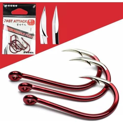 4-8pcs/Lot Triangular Fast Attack Super Needle Point Fishing Barbed Hook Bend Mouth Fishhook Black Seabream Bass Japan Hooks