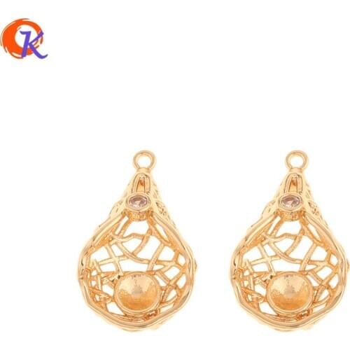 Cordial Design 20Pcs 14*24MM Jewelry Accessories/Hand Made/CZ Charms/Drop Shape/Genuine Gold Plating/Earring Findings/DIY Making