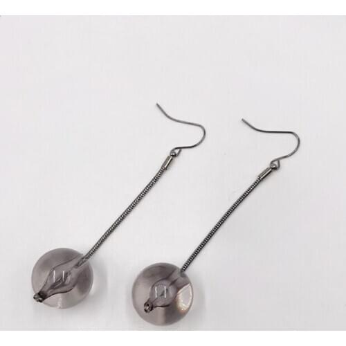 Kara&Kale Boho Fashion Jewelry Gothic Drop Earings Black Transparent Resin Bead and Gun Metal Shake Chain Earrings For Women