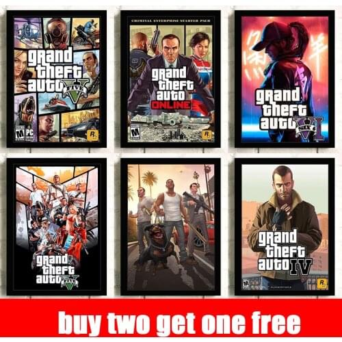 Speed Poster GTA5 Game Hall Map Wall Sticker Decorative Painting Wallpaper Internet Cafe Peripheral Photo Frame San Andreas