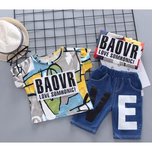 Children boys clothing sets summer toddler cotton t-shirts shorts 2pcs tracksuits for baby boy kids casual sports suits 2 3 4 5Y