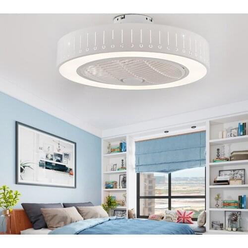 Modern Fan Light American Minimalist Bedroom Childrens Room Invisible Fan Ceiling Light Infinite Chandelier Remote Control Lamp