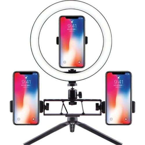 LED Video Ring Light 16/26cm Selfie Ringlight with Tripod Phone Holder 2700k-6500k for Makeup Live Lighting Photography 604#2