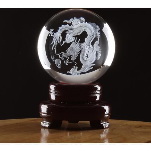 GOOD LUCK # Southeast Asia Thailand HOME 3D Crystal Dragon multipurpose FENG SHUI Amulet talisman Carving statue+ wood base