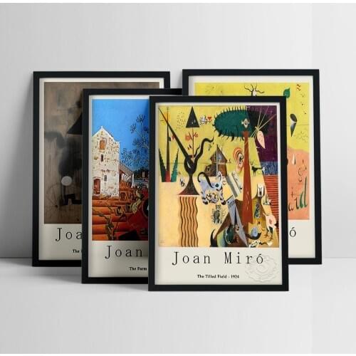 Joan Miro Exhibition Vintage Abstract Poster Famous Canvas Painting Picture Mid Century Modern Prints Home Wall Art Decor