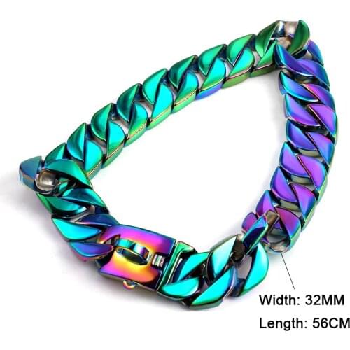 High Quality Pitbull Bulldog Collar Lead Stainless Steel Dogs Collar Large Dog Chains Trainning Pet Collar 32mm Pet Accessories