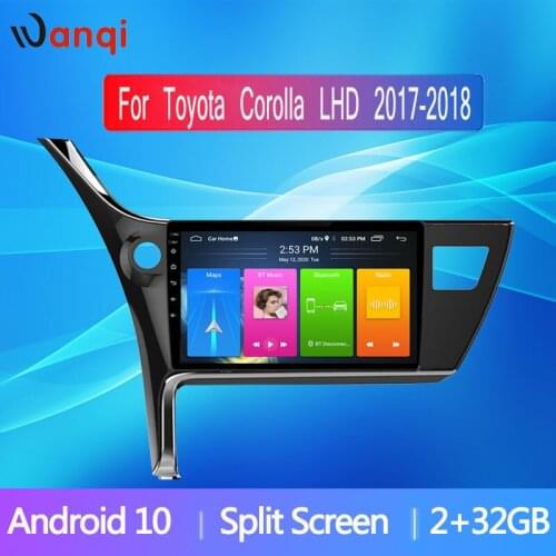 Wanqi 10.1inch Android10 Car GPS Monitor for Toyota Corolla LHD 2017-2018 Navigation Stereo Audio Radio System BT NO DVD 1 DIN