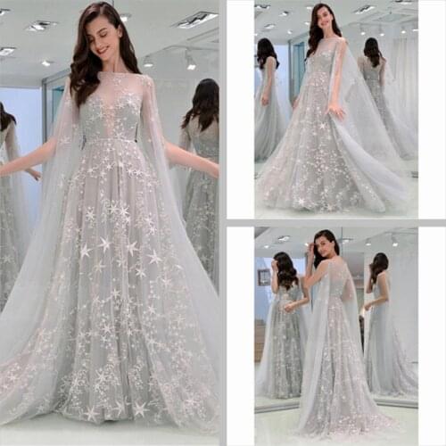 2021 Women Sexy Star Tutu Dress Summer Floor Maxi Dress Gray Evening Party Night Elegant Gown Dress Wedding Vestidos Robe Femme