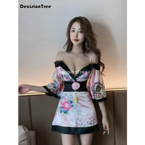 2021 sexy japanese women evening dress silk rayon lace kimono yukata with obi dance dress kimono japanese yukata kimono femme