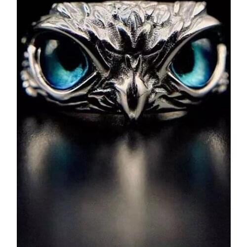 Fashion Vintage Demon Eye Owl Ring For Women Girl Lovers Retro Animal Open Adjustable Ring Crystal Statement Ring Jewelry Gift
