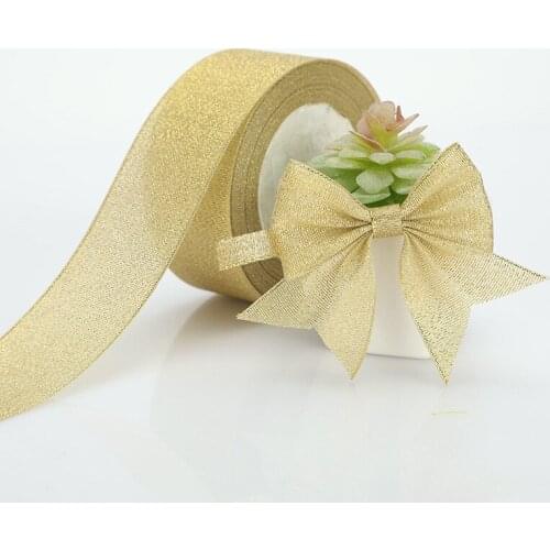Gold ribbon shiny For wedding party Christmas decoration DIY craft cake gift bow packaging ribbon