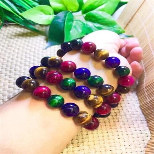 1pcs Natural Stone Tiger Eye Bracelets & Bangles Yoga Balance Beads Buddha Prayer Elastic Colorful Bracelet Party