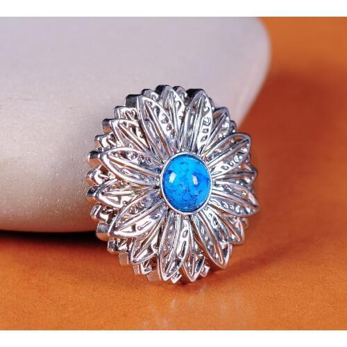 10pc Wholesale 30MM Bling Silver Turquoise Beads Rose Flower leathercraft Hardware Belt Bag Conchos DIY Screw Back 7 colors