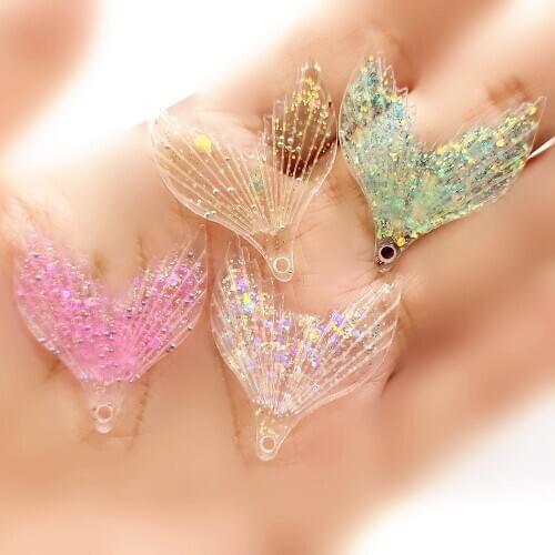 20pcs/lot DIY flat back resin glitter mermaid tail new arrival resin cabochons accessories