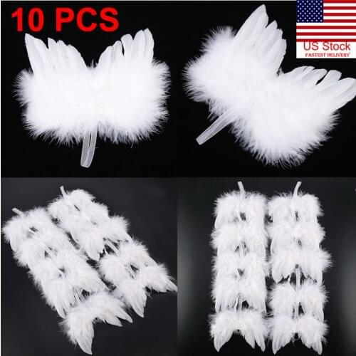 2020 New Fashion Christmas Ornaments 10 Angel Feather Wings for Crafts White Feather Wing Hanging Ornament for Christmas Tree
