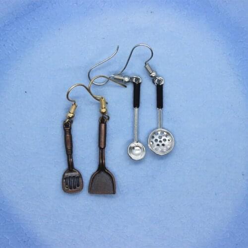 2021 New Funny Cute Simulation Pan Shovel Spoon Earrings Female Creative Handmade Jewelry Gifts Party Personality Accessories