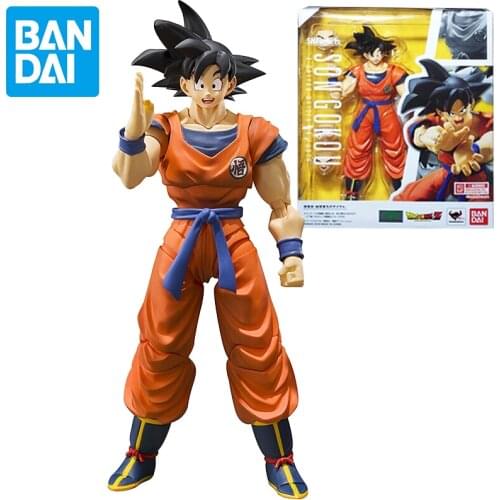 Bandai SHF Dragon Ball 15cm Black Hair Son Goku Anime Model Action Figure Adult Doll Decoration Toy Childrens Birthday Gift