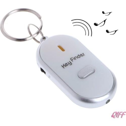 White LED Key Finder Locator Find Lost Keys Chain Keychain Whistle Sound Control