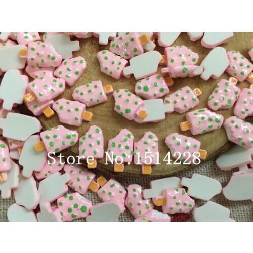 Free shipping! Resin kawaii pink Ice cream. Resin Flatback Cabochon for nail art/earring accessory,DIY .(small size 7*12mm)