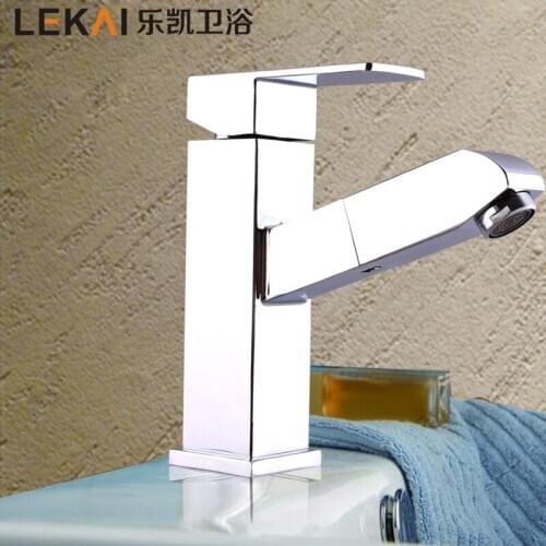 Large bathroom hot and cold mixing faucet lift vertical faucet wholesale Nanan Quartet double basin faucet