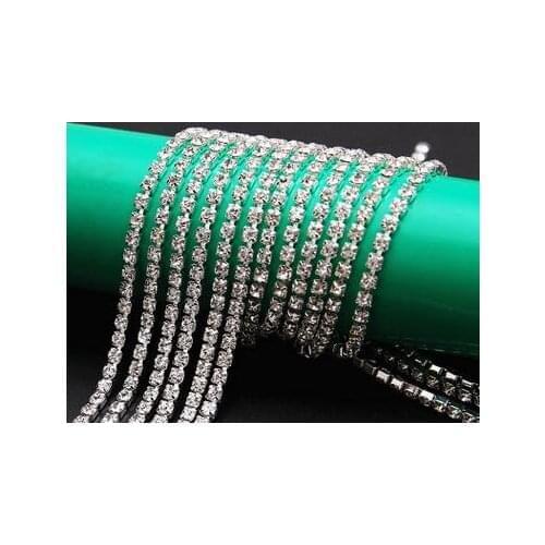 1M Rhinestone Chain Trim Silver Diamante Crystal Glass Wedding Decor 2.8mm