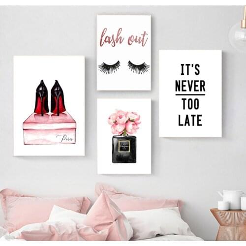 Flower Perfume High Heels Eyelashes Quote Wall Art Canvas Painting Nordic Posters And Prints Wall Pictures For Living Room Decor