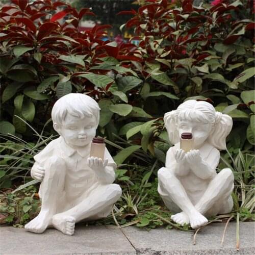 Kids Statue Boy And Girl Garden Figurine For Home Indoor Outdoor Ornaments Decorations Miniatures Flower Pot Decoration