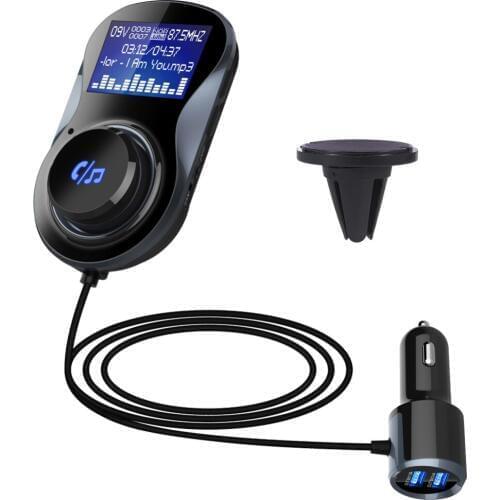Bluetooth FM Transmitter Audio Car Mp3 Player Wireless In-Car FM Modulator QC3.0 Smart Dual USB Ports Support Hand-free Calling