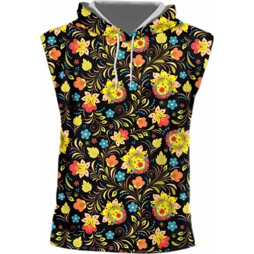 IFPD EU Size Cool 3D Print Plants Black Hooded Tank Top Men Casual Vest Hiphop Streetwear Plus Size Sleeveless Tops Clothes 6XL