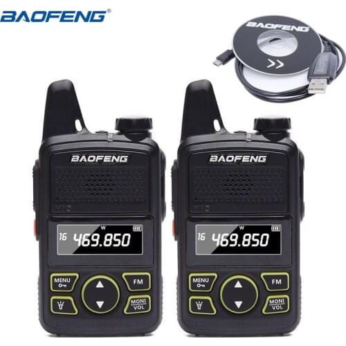 2 PCS BAOFENG BF-T1 MINI Kids BF T1 Walkie Talkie UHF 400-470mhz 20CH Portable CB Radio Handheld Transceiver+Programming Cable