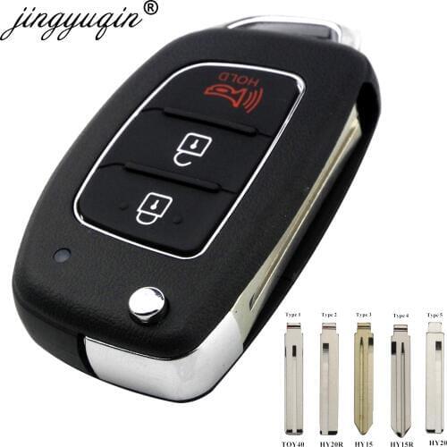 Jingyuqin 10pcs 3 Button Remote Car Key Case For Hyundai HB20 IX35 I45 SANTA FE Accent I40 I20 HY15/HY20/TOY40 Blade Fob shell