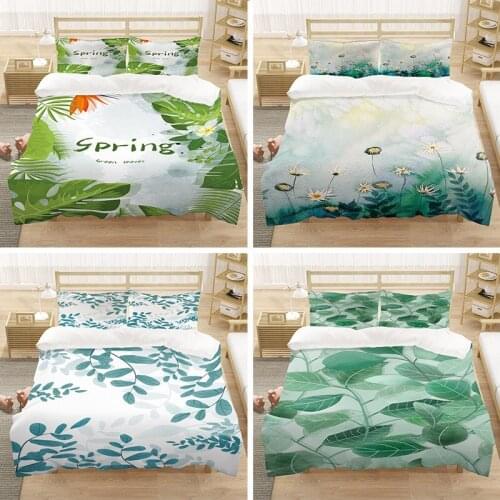 Green Tropical Plants Leaves Flower Bed Cover Set Duvet Cover For Adult Child And Pillowcases Simple Comforter Bedding Set