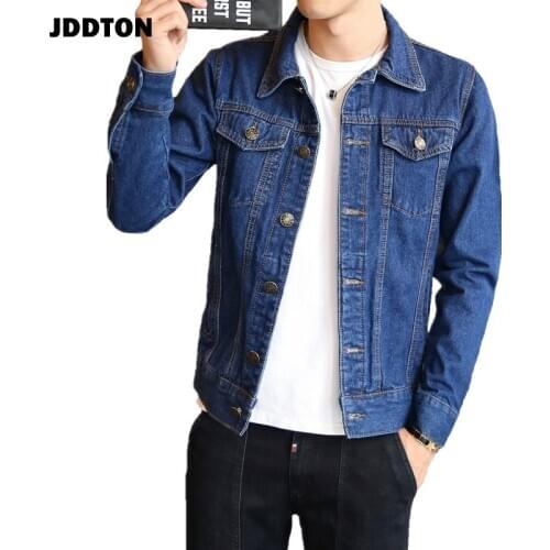 JDDTON Mens Denim Jackets Spring Autumn Thin Ripped Casual Cowboy Jeans Jacket Korean Fashion Bomber Male Coat Streetwear JE271