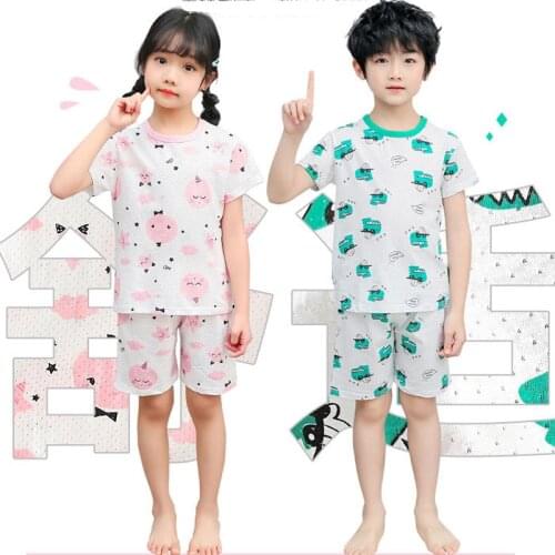 2 to 11 Years Animal Cartoon Cotton Boys Summer Pajamas Chidlrens Sleepwear Girl Pajama Teenage Sleepwear homewear Nightwear
